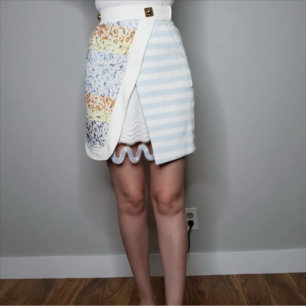 Authentic Peter Pilotto Colorful Patterned Mini Skirt With Pockets size 2 - Picture 4 of 16